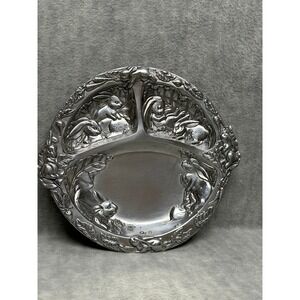VTG Arthur Court Bunny Rabbit 3 Sections 8" Plate Aluminum Alloy Food Safe 1997